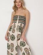 h&s Salopetă Verde-Crem Fără Mâneci cu Picior Lat cu Model Ornamental Mirionia