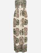 h&s Salopetă Verde-Crem Fără Mâneci cu Picior Lat cu Model Ornamental Mirionia