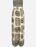 h&s Salopetă Verde-Crem Fără Mâneci cu Picior Lat cu Model Ornamental Mirionia