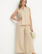 h&s Set Bej Cămașă fără mâneci și Pantaloni largi cu elastic în talie Telanwena