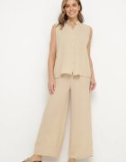h&s Set Bej Cămașă fără mâneci și Pantaloni largi cu elastic în talie Telanwena