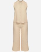 h&s Set Bej Cămașă fără mâneci și Pantaloni largi cu elastic în talie Telanwena