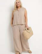 h&s Set bej închis Cămașă fără mâneci și Pantaloni largi cu elastic în talie Telanwena