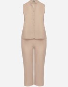 h&s Set bej închis Cămașă fără mâneci și Pantaloni largi cu elastic în talie Telanwena