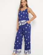 h&s Set bleumarin din vâscoză Maiou cu bretele și Pantaloni cu imprimeu floral Adisira