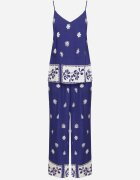 h&s Set bleumarin din vâscoză Maiou cu bretele și Pantaloni cu imprimeu floral Adisira