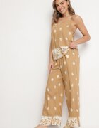 h&s Set din vâscoză bej maieu cu bretele și pantaloni scurți în flori Adisira