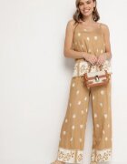 h&s Set din vâscoză bej maieu cu bretele și pantaloni scurți în flori Adisira