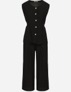 h&s Set negru Bluză fără mâneci cu reglare în talie și Pantaloni largi Dovalinae