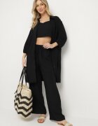 h&s Set Negru Top cu bretele subțiri Cămașă lungă și Pantaloni largi Adirive