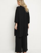 h&s Set Negru Top cu bretele subțiri Cămașă lungă și Pantaloni largi Adirive