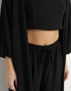 h&s Set Negru Top cu bretele subțiri Cămașă lungă și Pantaloni largi Adirive