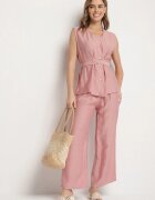 h&s Set Roz închis Bluză fără mâneci cu reglare în talie și Pantaloni largi Dovalinae