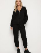 h&s Set Trening Negru Bluză cu fermoar și Pantaloni Jogger din Bumbac Anarrise