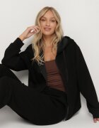 h&s Set Trening Negru Bluză cu fermoar și Pantaloni Jogger din Bumbac Anarrise
