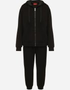 h&s Set Trening Negru Bluză cu fermoar și Pantaloni Jogger din Bumbac Anarrise