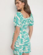 h&s Set Verde deschis din Viscoză cu Motiv Floral Pantaloni scurți și Bluză Felestia