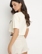 h&s Tricou Bej deschis din bumbac cu inscripție Nitanelia
