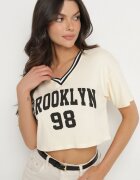 h&s Tricou Bej deschis din bumbac cu inscripție Nitanelia