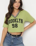 h&s Tricou de Bumbac Verde cu Text Nitanelia