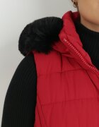h&s Vestă Roșie Matlasată cu Glugă cu Blăniță Alelia