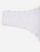 han Chiloți Albi din Bumbac Tip String Decorați cu Dantelă Cirilise