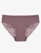 han Chiloți Bikini Mov închis Rebrați din Bumbac Decorați cu Dantelă Erwelia