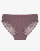han Chiloți Bikini Mov închis Rebrați din Bumbac Decorați cu Dantelă Erwelia