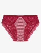 han Chiloți Bikini Roșii în Dungi Decorați cu Dantelă Ilumoria