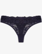 han Chiloți Tanga bleumarin din bumbac cu dantelă Venalora