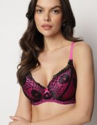 han Sutien Negru-Fuchsia Tip Full Cup cu Dantelă Decorativă Lanithiel