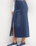 hello miss Fustă blugi bleumarin maxi cu talie înaltă Nicyela