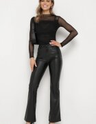 hello miss Pantaloni Negri cu croială evazată din imitație de piele Horellia