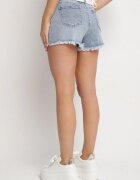 hello miss Pantaloni scurți albastru deschis din denim de bumbac cu buline cu talie înaltă Folelira