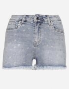 hello miss Pantaloni scurți albastru deschis din denim de bumbac cu buline cu talie înaltă Folelira