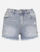hello miss Pantaloni scurți Denim Albastri cu talie înaltă decorați cu rupturi și strasuri Radelli