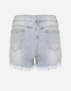 hello miss Pantaloni scurți din blugi albastru deschis cu talie înaltă decorați cu rupturi și strasuri Galinora
