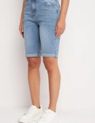 hello miss Pantaloni scurți din denim albaștri cu talie înaltă și bumbac decorați cu rupturi Nelixa