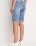 hello miss Pantaloni scurți din denim albaștri cu talie înaltă și bumbac decorați cu rupturi Nelixa
