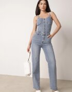 hello miss Salopetă Albastră Denim din Bumbac cu Bretele cu Craci Drepți Laelliana