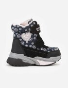 ht kids shoes Cizme de zăpadă Bleumarin cu Flori și Inimă și Textul Alwedina