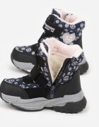 ht kids shoes Cizme de zăpadă Bleumarin cu Flori și Inimă și Textul Alwedina