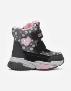 ht kids shoes Ghete de zăpadă Gri cu Flori cu Inimă și Inscriere Alwedina