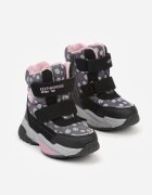 ht kids shoes Ghete de zăpadă Gri cu Flori cu Inimă și Inscriere Alwedina