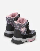 ht kids shoes Ghete de zăpadă Gri cu Flori cu Inimă și Inscriere Alwedina