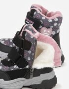 ht kids shoes Ghete de zăpadă Gri cu Flori cu Inimă și Inscriere Alwedina