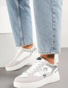 ideal Adidași Alb-Gri cu Sclipici și Ornamente Metalice Pillara
