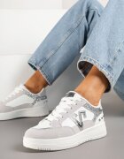 ideal Adidași Alb-Gri cu Sclipici și Ornamente Metalice Pillara