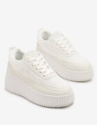ideal Adidași Albi cu Talpă Groasă cu Reliefuri Decorate cu Cusături Falinia