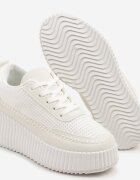 ideal Adidași Albi cu Talpă Groasă cu Reliefuri Decorate cu Cusături Falinia